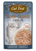 پوچ گربه کت فست | Cat Fest گوشت سالمون و ماهی مرکب 70 gr