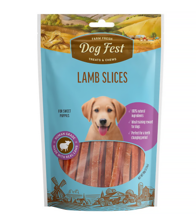 تشویقی سگ نواری داگ فست با طعم بره ۹۰ گرم | Dog Fest Lamb Slice