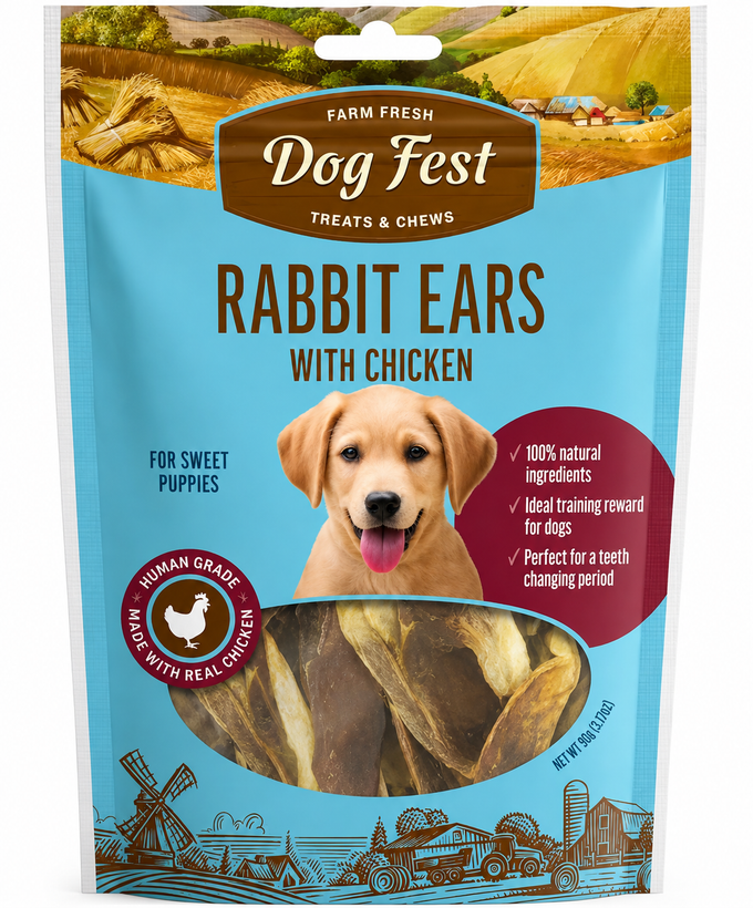 تشویقی سگ داگ فست گوش خرگوش با مرغ ۵۰ گرم | Dog Fest Rabbit Ears with Chicken