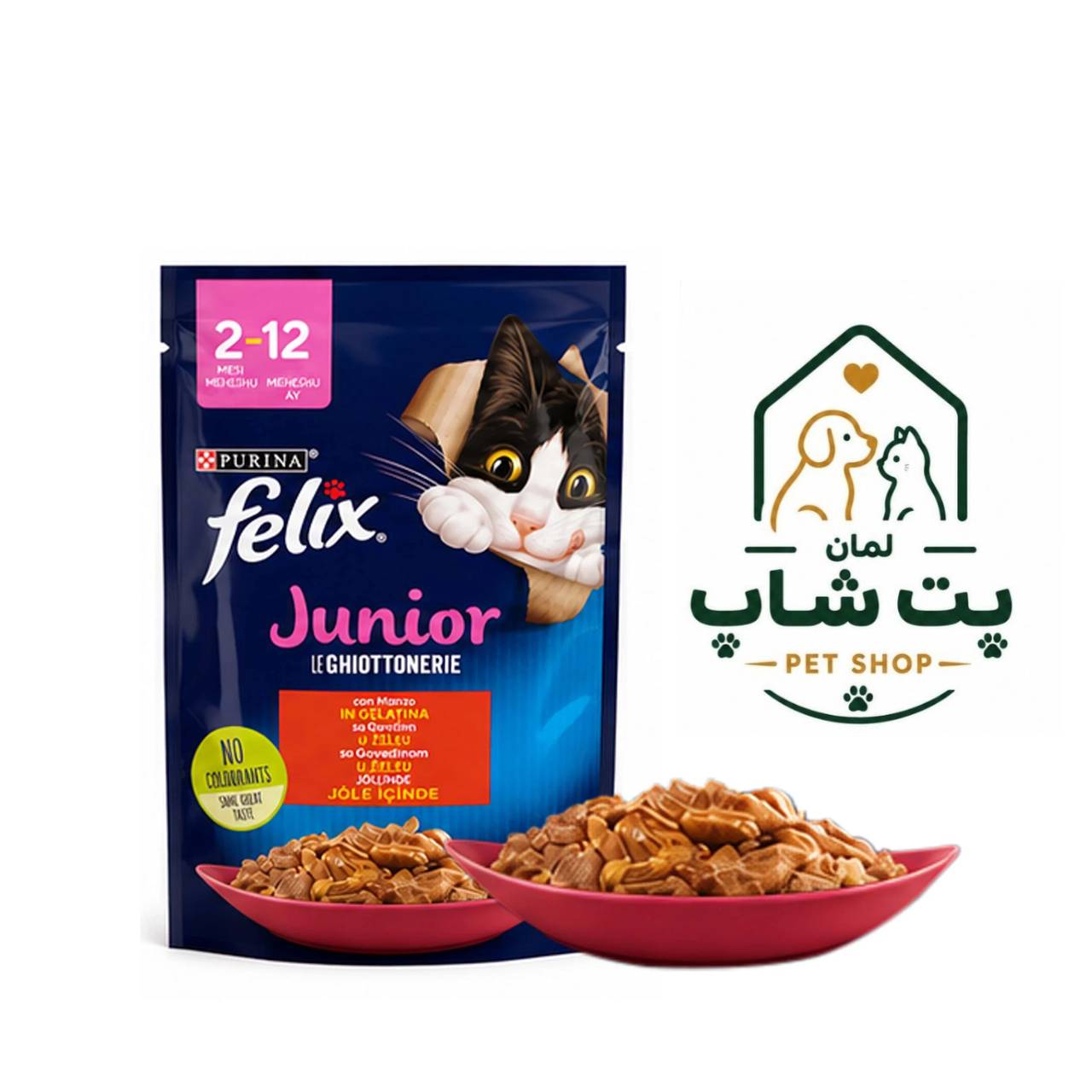 غذای پوچ گربه فلیکس با طعم میکس مرغ و گوشت گاو وزن 75 گرم(روسی)