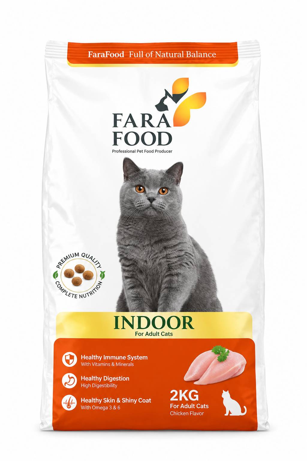 غذای خشک گربه فرافود Indoor با طعم مرغ و برنج ۲ کیلوگرم