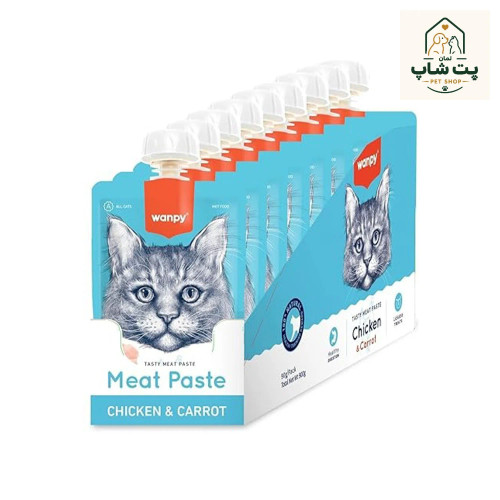 پودینگ گربه ونپی (Wanpy) مدل مرغ و هویج، تشویقی تر بسته ۱۰ عددی ۹۰ گرمی